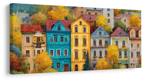 Obraz kolorowe domy jesienią
