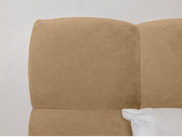 Beżowe tapicerowane łóżko dwuosobowe ze stelażem 140x190 cm Kumo – Bobochic Paris