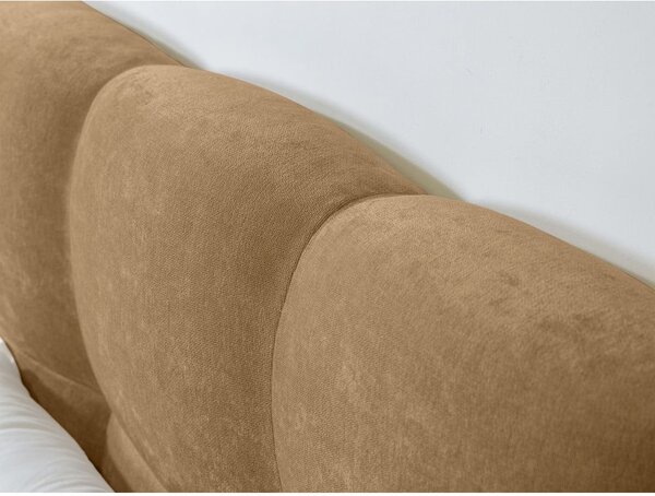 Beżowe tapicerowane łóżko dwuosobowe ze stelażem 140x190 cm Kumo – Bobochic Paris