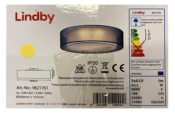 Lindby Lindby - LED Plafon ściemnialny AMON 3xLED/12W/230V LW0018