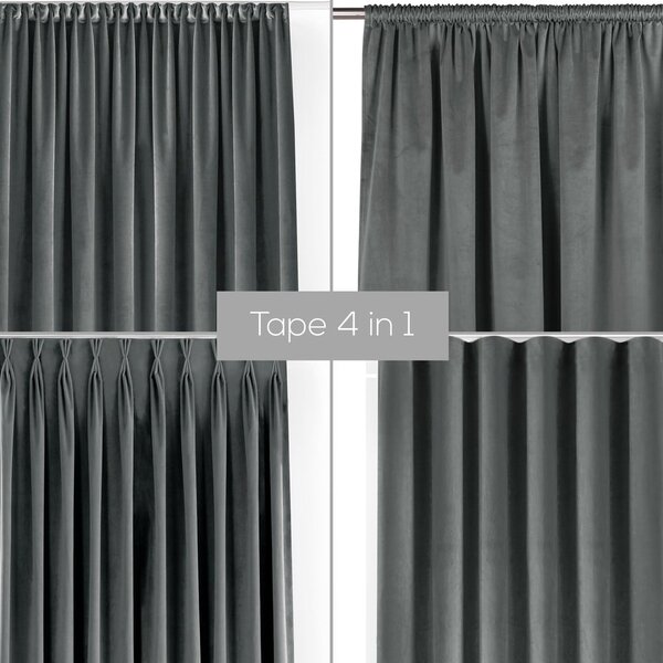 Ciemnoszara aksamitna zasłona częściowo zaciemniająca (dimout) 200x250 cm Velto – Filumi