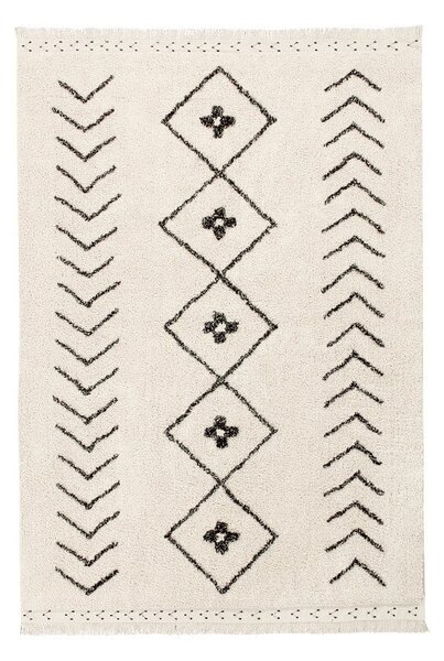 Kremowy bawełniany dywan tkany ręcznie odpowiedni do prania 140x210 cm Bereber Rhombs – Lorena Canals