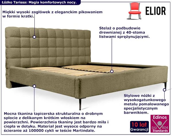 Zielone łóżko tapicerowane małżeńskie oliwkowy A4-M02