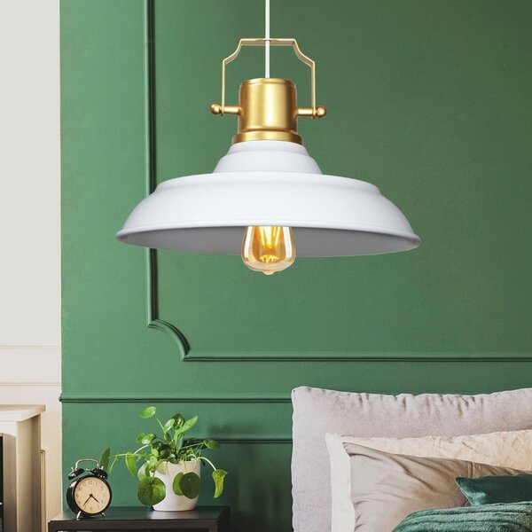 Biała lampa wisząca z metalowym kloszem ø 25 cm Tarsus – Opviq lights
