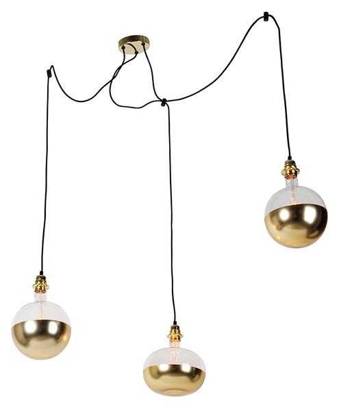 Hanglamp goud 3-lichts incl. Kopspiegel goud dimbaar - Cava Luxe Oswietlenie wewnetrzne