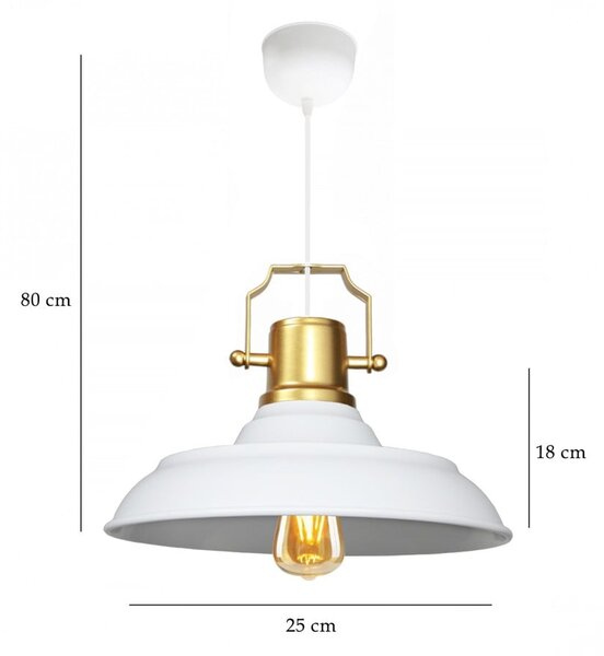Biała lampa wisząca z metalowym kloszem ø 25 cm Tarsus – Opviq lights