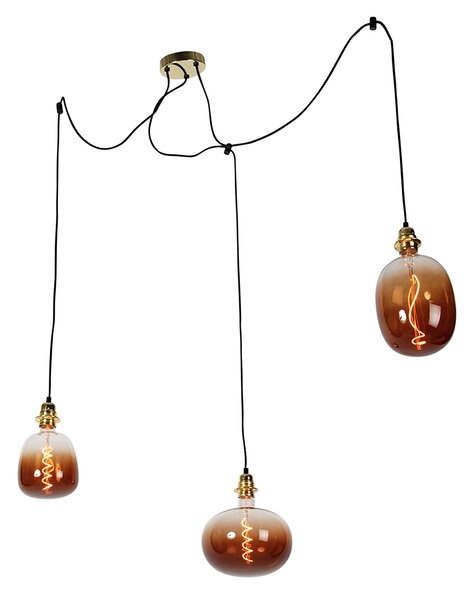 Lampa wisząca złota 3-punktowa z ściemnianą diodą LED - Cava Luxe Oswietlenie wewnetrzne