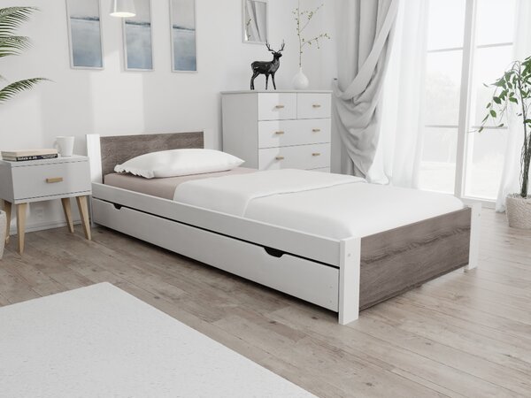 Łóżko IKAROS 90 x 200 cm, biały/dąb truflowy Stelaż: Bez stelaża, Materac: Bez materaca