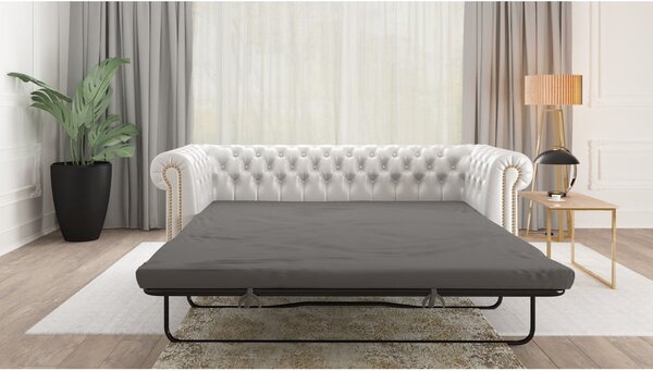Biała rozkładana sofa z imitacji skóry 203 cm York – Ropez