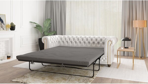 Biała rozkładana sofa z imitacji skóry 203 cm York – Ropez