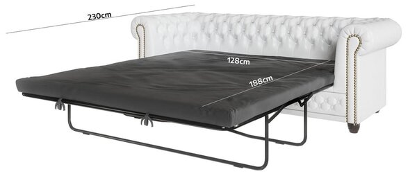 Biała rozkładana sofa z imitacji skóry 203 cm York – Ropez