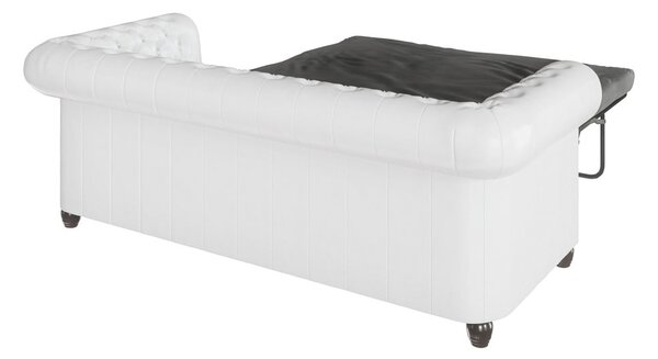 Biała rozkładana sofa z imitacji skóry 203 cm York – Ropez