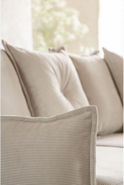 Beżowy sztruksowy rozkładany narożnik (prawostronny/w kształcie litery U) Lazy Lukka – Miuform