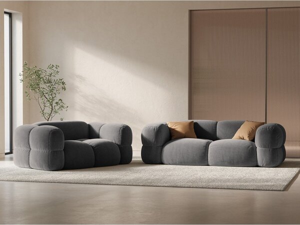 Szara aksamitna sofa 180 cm Loretto – Cosmopolitan Design
