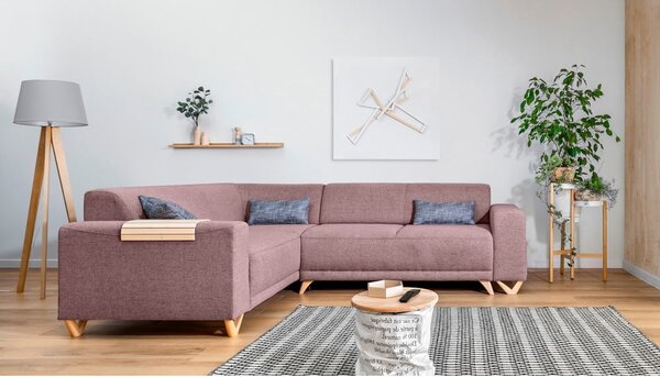 Różowy rozkładany/ze schowkiem narożnik (lewostronny/w kształcie litery L) Classy Sophie – Miuform