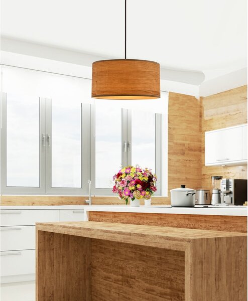 Jasnobrązowa lampa wisząca z rattanowym kloszem ø 30 cm Legno – Candellux Lighting