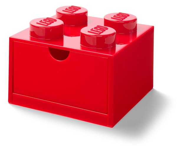 Czerwony pojemnik z szufladką LEGO®, 15x16 cm