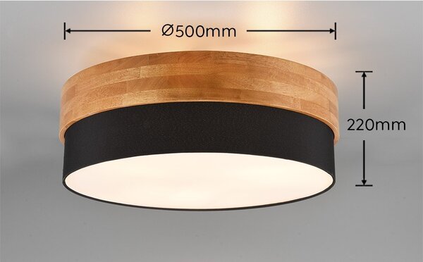 Czarno-naturalna lampa sufitowa z tekstylnym kloszem Seasons – Trio