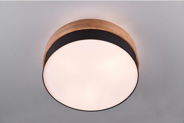 Czarno-naturalna lampa sufitowa z tekstylnym kloszem Seasons – Trio