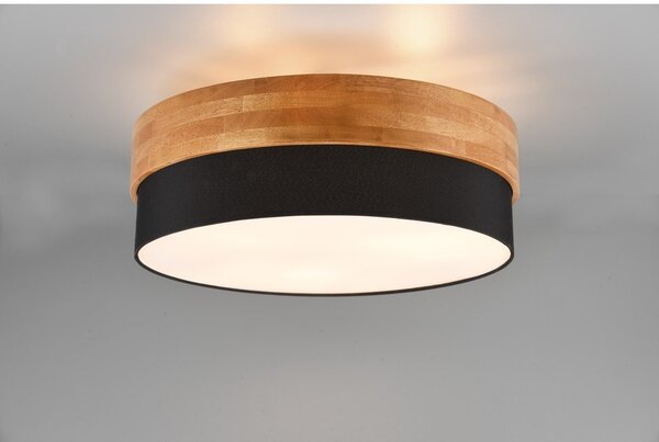 Czarno-naturalna lampa sufitowa z tekstylnym kloszem Seasons – Trio