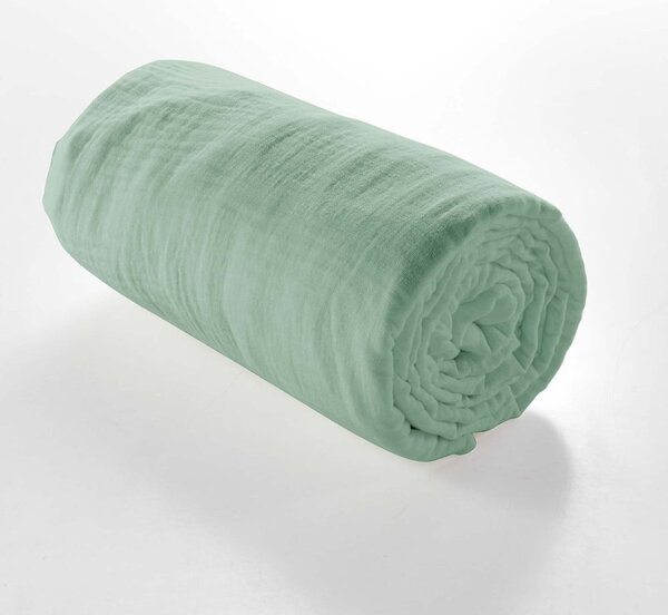 Jasnozielone prześcieradło muślinowe z gumką 140x190 cm Angelia – douceur d'intérieur
