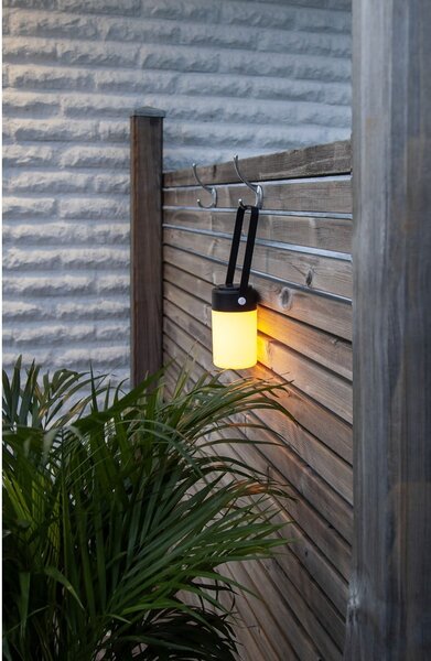 Czarno-beżowy lampion LED Star Trading Flame, wys. 19 cm