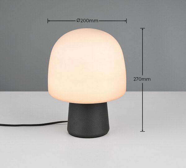 Czarno-biała lampa stołowa ze szklanym kloszem (wysokość 27 cm) Steen – Trio