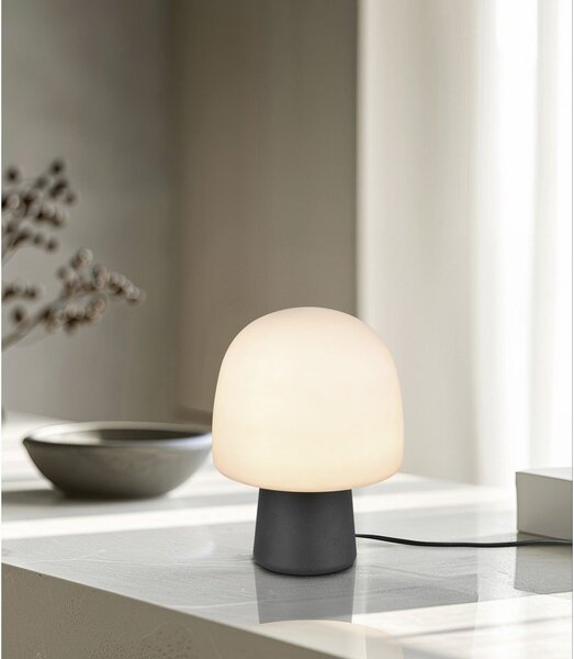 Czarno-biała lampa stołowa ze szklanym kloszem (wysokość 27 cm) Steen – Trio