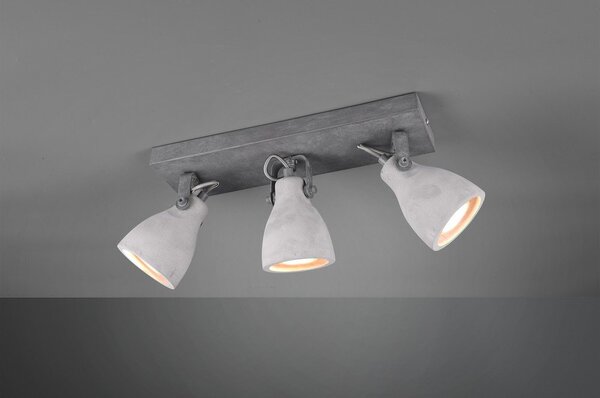 Szary kinkiet na 3 żarówki Trio Concrete, dł. 35 cm
