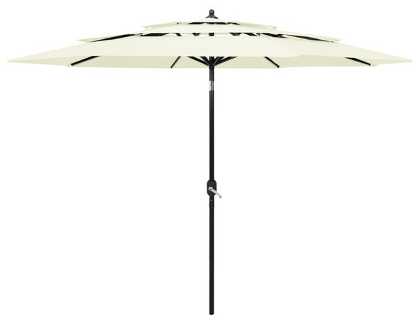 3-poziomowy parasol na aluminiowym słupku, piaskowy, 3 m