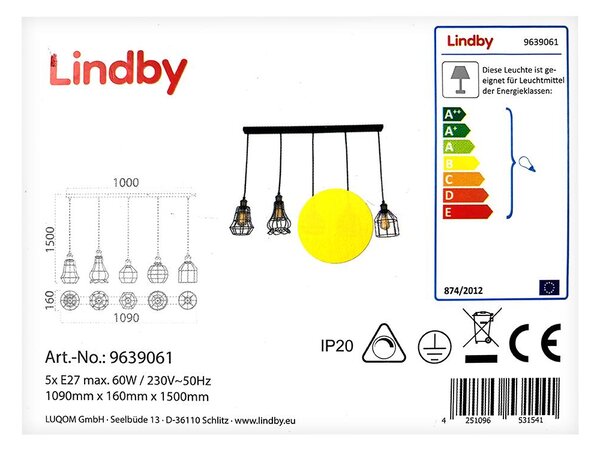 Lindby Lindby - Żyrandol na lince ALBERTA 5xE27/60W/230V LW0120