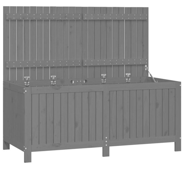 Skrzynia ogrodowa, szara, 147x68x64 cm, lite drewno sosnowe