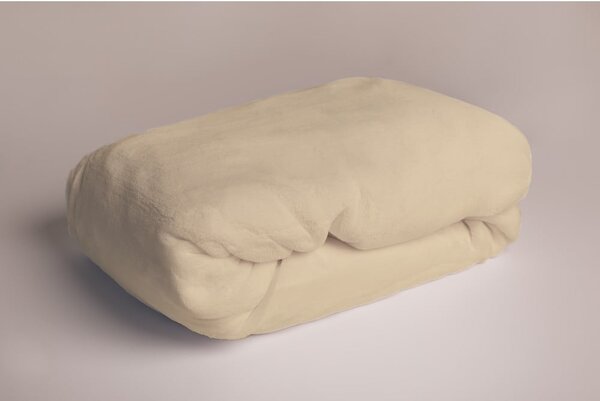 Kremowe prześcieradło z mikfroflaneli z gumką 180x200 cm Basic – Jerry Fabrics