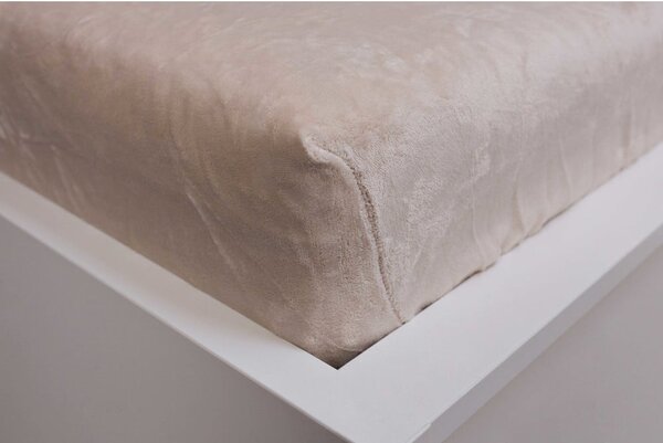 Kremowe prześcieradło z mikfroflaneli z gumką 180x200 cm Basic – Jerry Fabrics