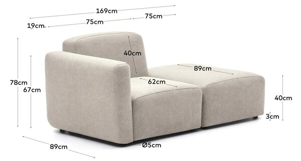 Beżowy szezlong Neom – Kave Home
