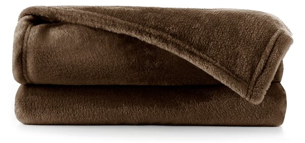 Brązowy koc z mikrowłókna DecoKing Mic, 70x150 cm