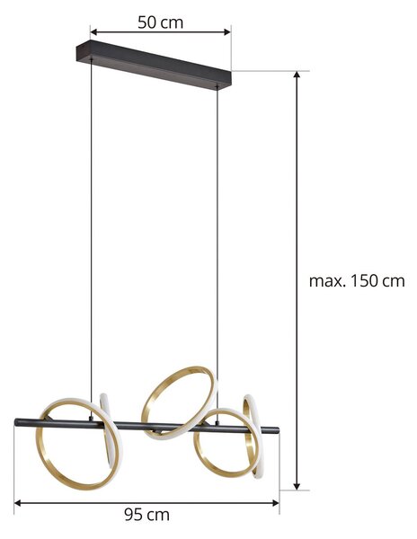 Lampa wisząca Madu Lucande, czarny, salon / jadalnia, metal, nowoczesny