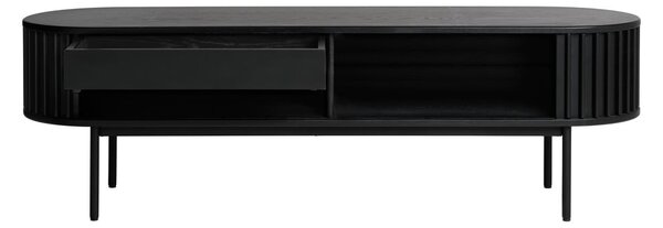 Czarna szafka pod TV w dekorze dębu 48x160 cm Siena – Unique Furniture