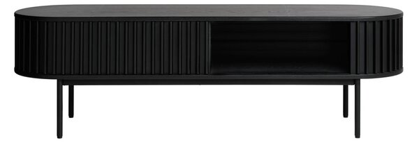 Czarna szafka pod TV w dekorze dębu 48x160 cm Siena – Unique Furniture