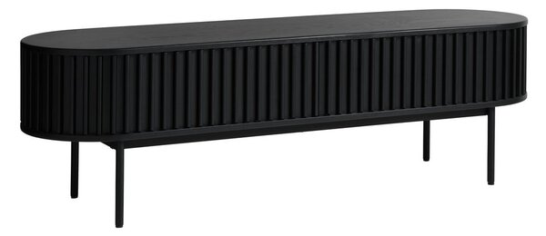 Czarna szafka pod TV w dekorze dębu 48x160 cm Siena – Unique Furniture