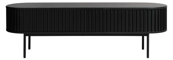 Czarna szafka pod TV w dekorze dębu 48x160 cm Siena – Unique Furniture