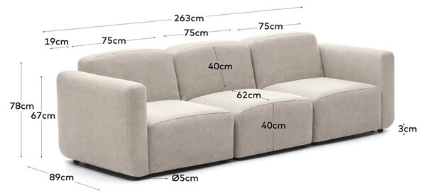 Beżowa sofa 263 cm Neom – Kave Home