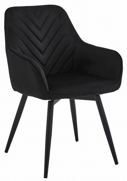 Obrotowy fotel jadalniany NANA360 VELVET, czarny
