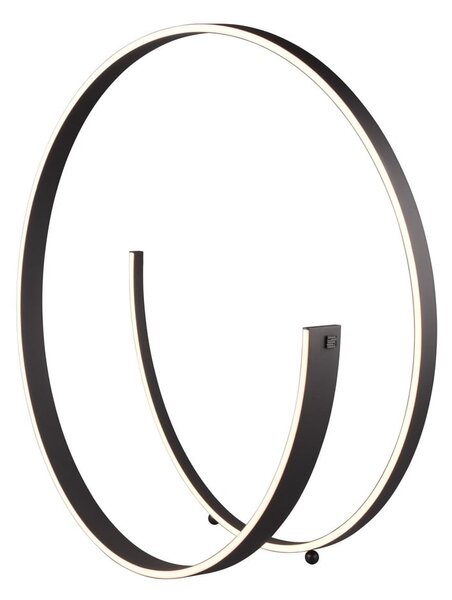 Czarna lampa stojąca LED ze sterowaniem głosowym/mobilną aplikacją i metalowym kloszem (wysokość 75 cm) Cinardi – CINQUE