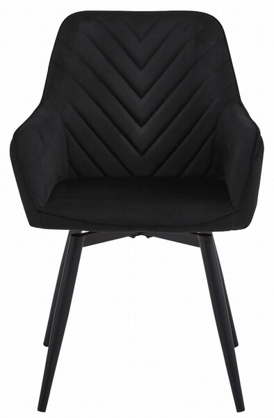 Obrotowy fotel jadalniany NANA360 VELVET, czarny