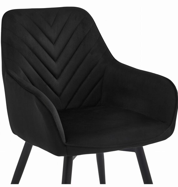 Obrotowy fotel jadalniany NANA360 VELVET, czarny