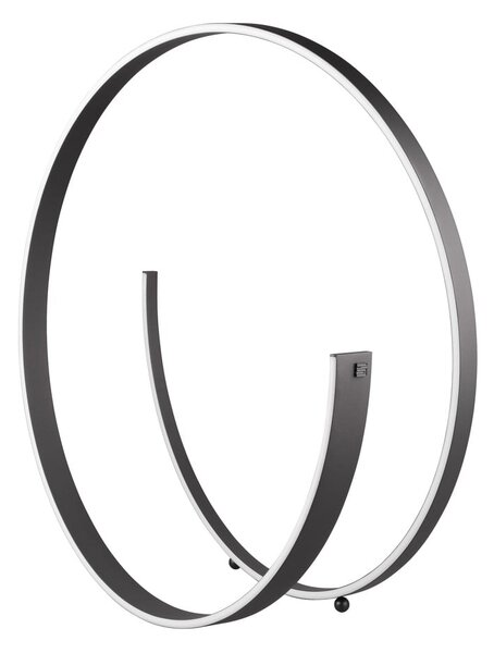 Czarna lampa stojąca LED ze sterowaniem głosowym/mobilną aplikacją i metalowym kloszem (wysokość 75 cm) Cinardi – CINQUE
