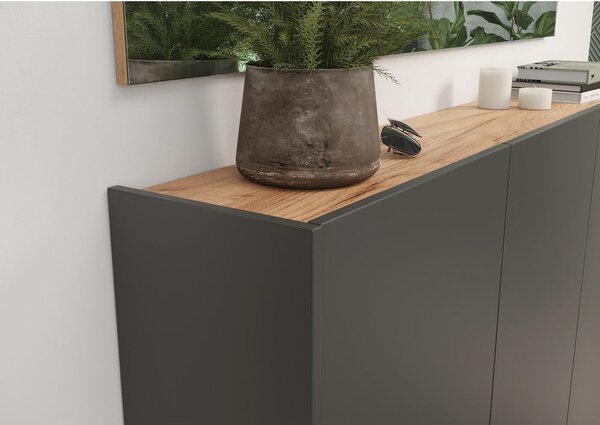 Antracytowa szafka w dekorze dębu wisząca 138x87x25 cm Libbiano – Germania