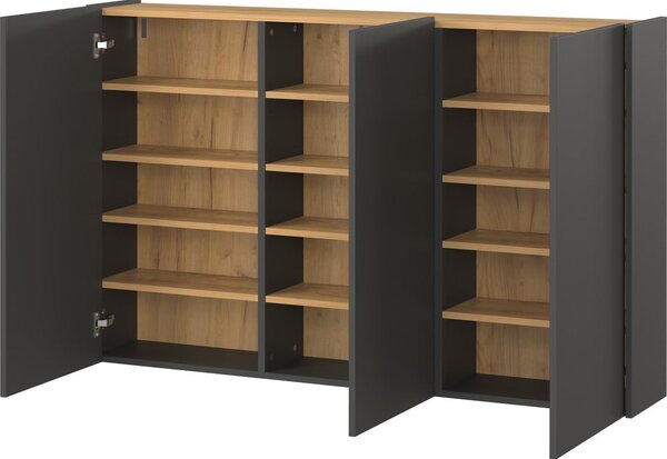 Antracytowa szafka w dekorze dębu wisząca 138x87x25 cm Libbiano – Germania