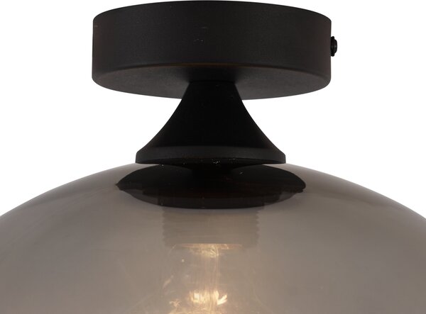Lampa sufitowa Art Deco czarna z przydymionym szkłem - Sandra Oswietlenie wewnetrzne